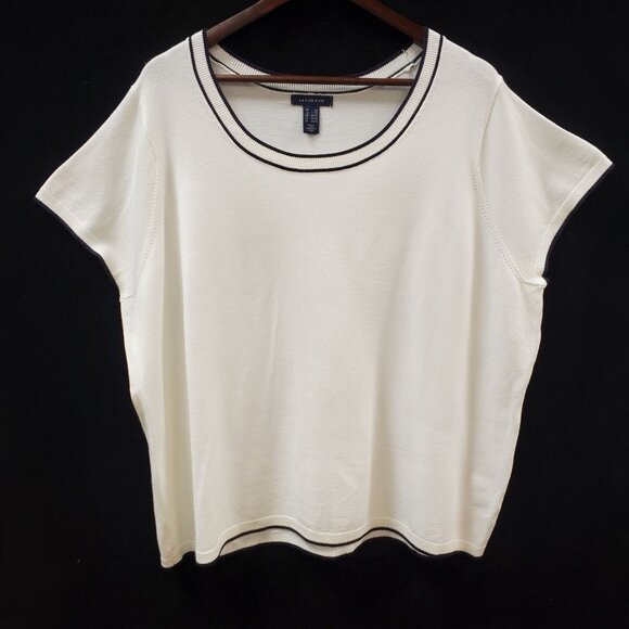 Lands End Womens Short Sleeve Knit Sweater Size 2X Clean Girl Old Money White - Picture 1 of 11